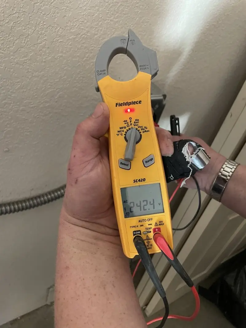 Voltage testing with clamp meter during Generator Installation in Camp Hill